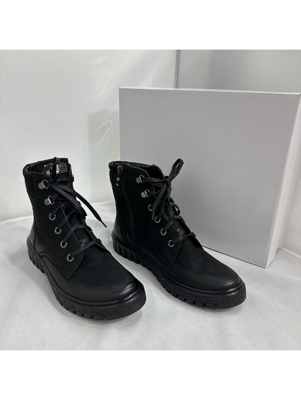 V Italia Women's Black Lace-Up Combat Boots